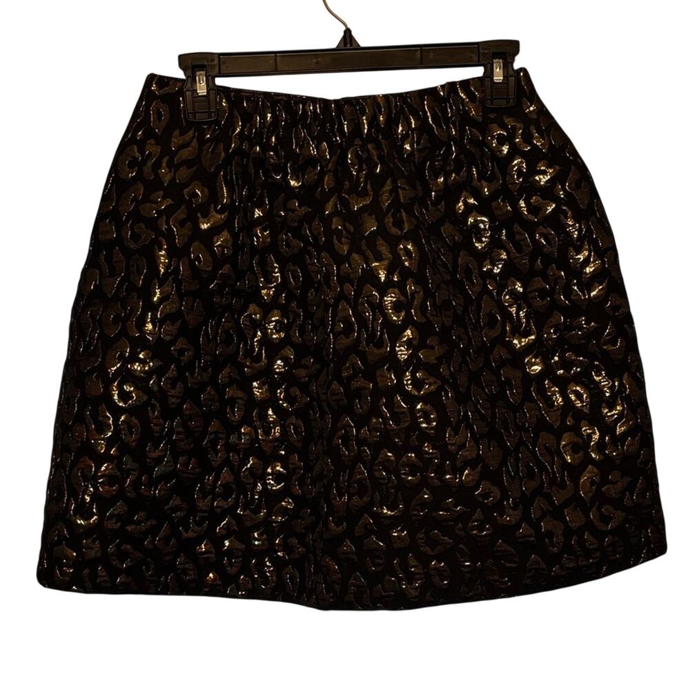 Kenneth Cole New York Shimmering Black Leopard Skirt Size 8 UK 12